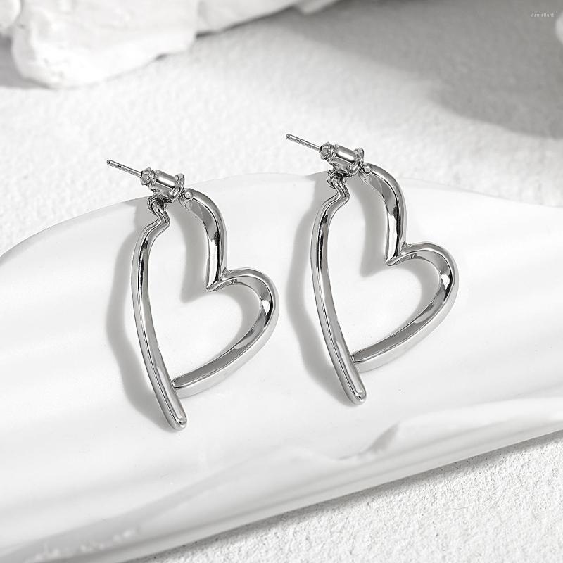 

Dangle Earrings Lifefontier Minimalist Heart Hanging Drop For Women Fashion Silver Color Asymmetrical Love Earring Party Jewelry