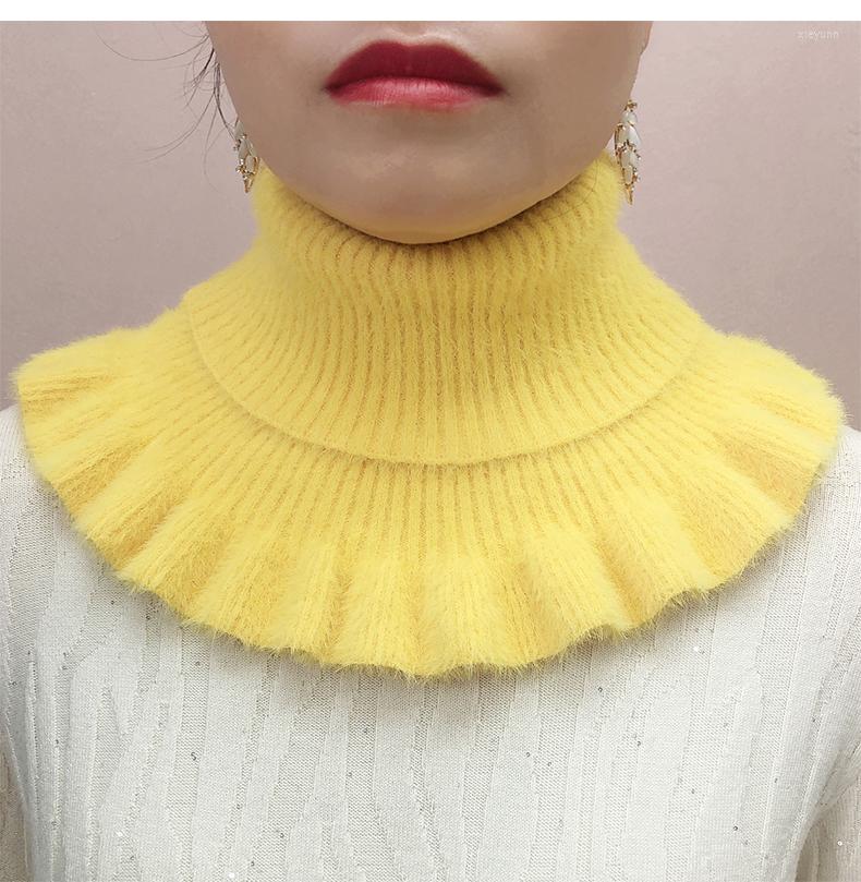 

Women's Blouses Vintage Detachable Shirt Collar Blouse Sweater Women's Women Knitted Fake High Elastic False Scarf Ruffles Turtle, Style as picture
