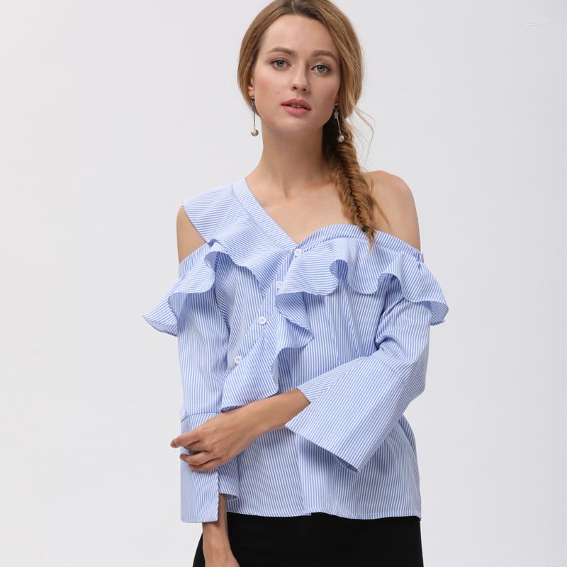 

Women' T Shirts Summer Women' Top Casual Irregular Off-shoulder Side Small Sleeve Striped Shirt 2023, Picture shown