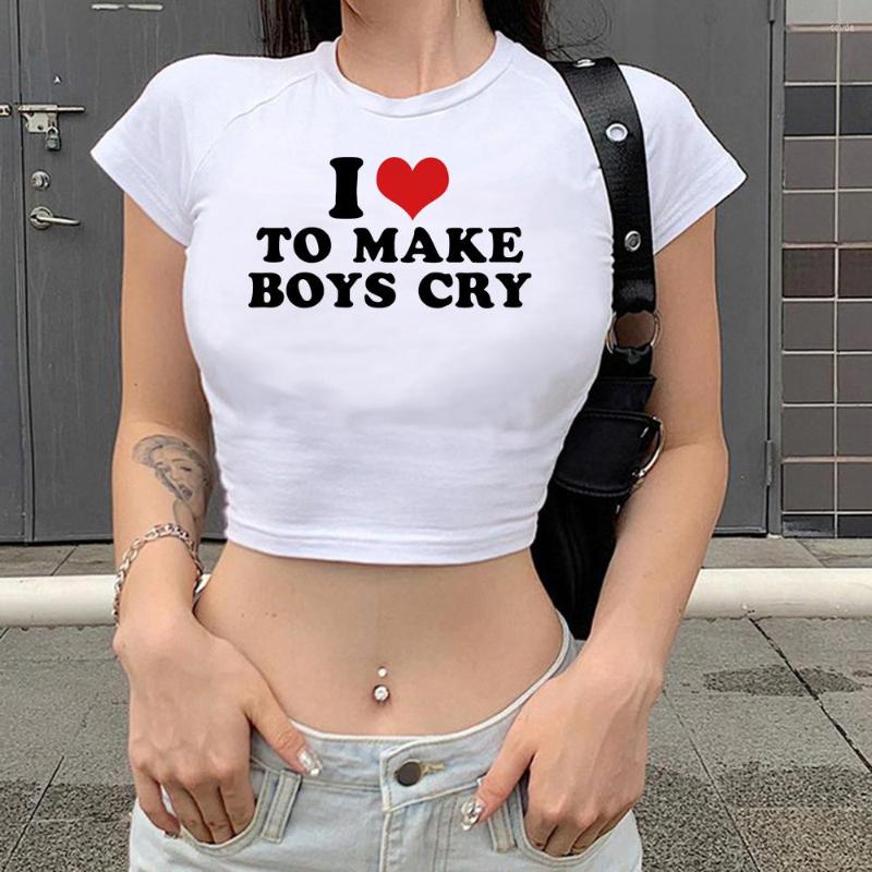 

Women's T Shirts I Love To Make Boys Cry Hippie Aesthetic Crop Top Girl Korean Fashion Fairy Grunge Fairycore Tshirt Clothing, 21453