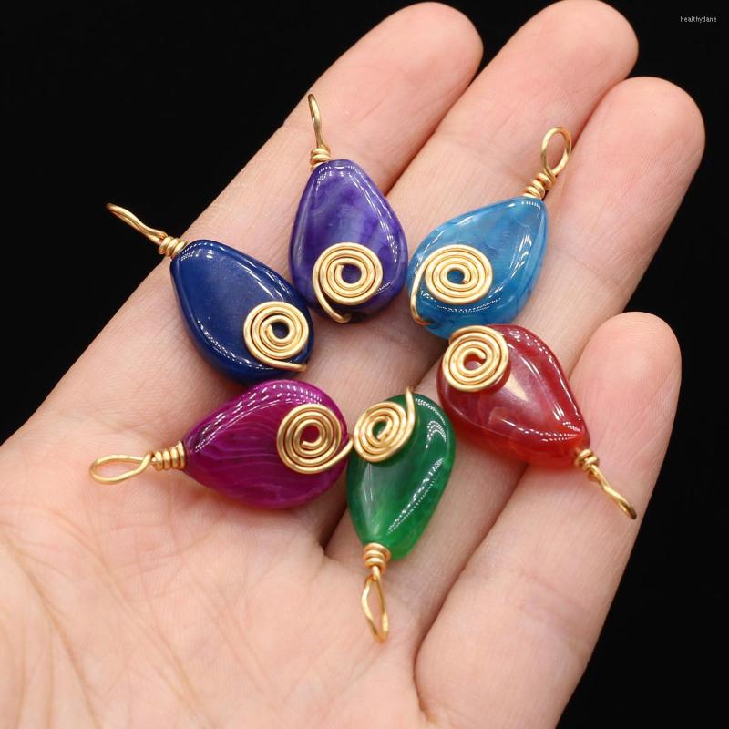 

Pendant Necklaces Natural Stone Agates Pendants Water Drop Gold Color Ware Wrap Onyx Charms For Jewelry Making Diy Women Necklace