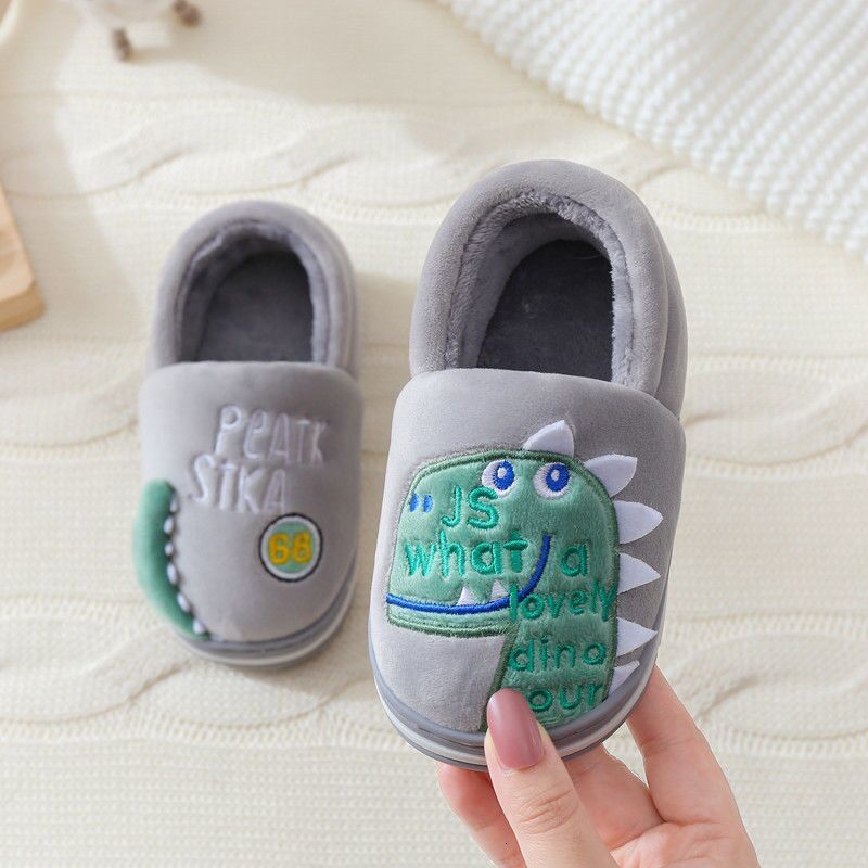 

Slipper Winter Dinosaur Kids Slippers For Boys Grils Flip Flops Soft Non-slip Children Home Slippers Baby Warm Cotton Indoor Shoes 230213, Red