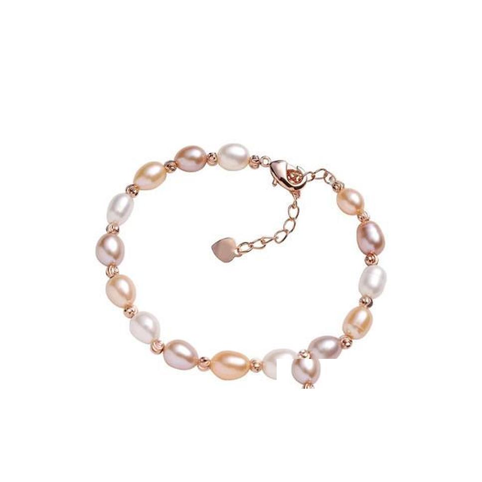 

Beaded Strands Natural Freshwater Baroque Pearl Bracelets Bangles For Women Beads Jewelry Elastic Charm Bracelet Drop Delivery Dhuos