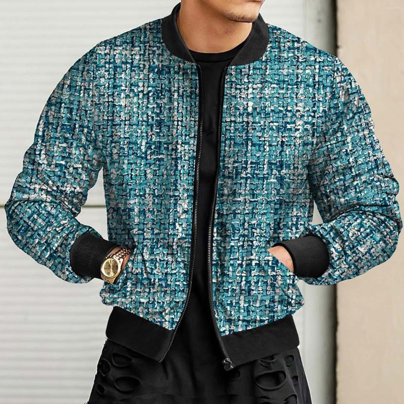 

Men's Jackets Outer Wears Mens Fall Winter Casual Sports Woven Street Geometric Pattern Stand Collar Zip Jacket Trench Coat Athletic Cut, Dark blue
