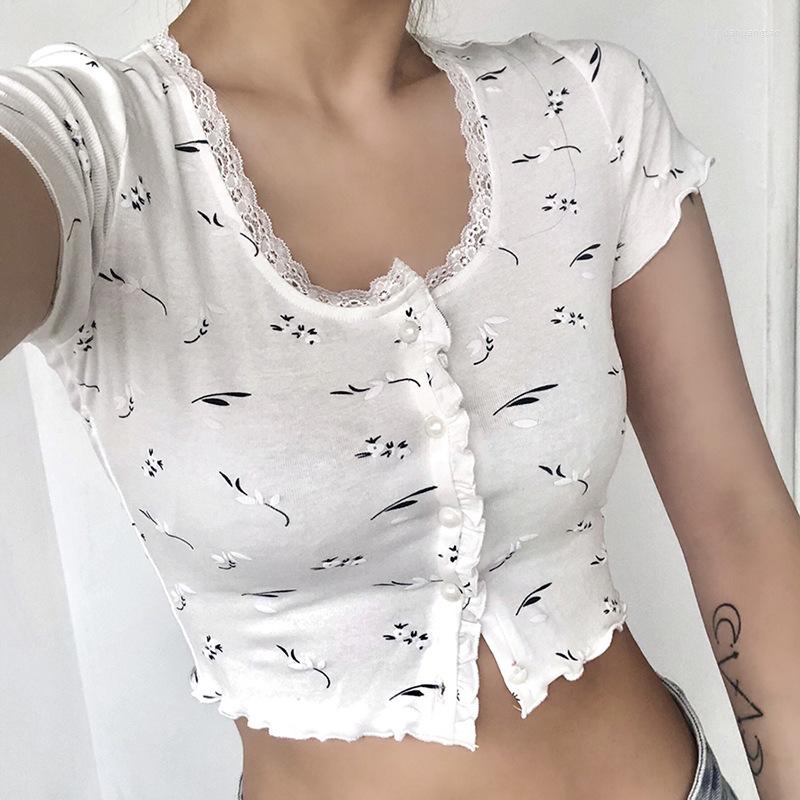 

Women' T Shirts Sexy Women Short Sleeve Crop Top Y2K Button Vest Halter Casual Girls White Tank Tops Blouse Shirt 90s Streetwear