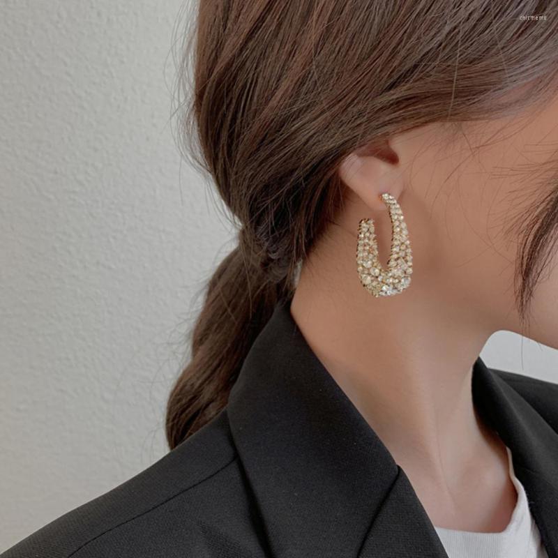

Hoop Earrings Fashion Rhinestone Exquisite High-end Retro Personality Female Shiny Circle Jewelry Accessories