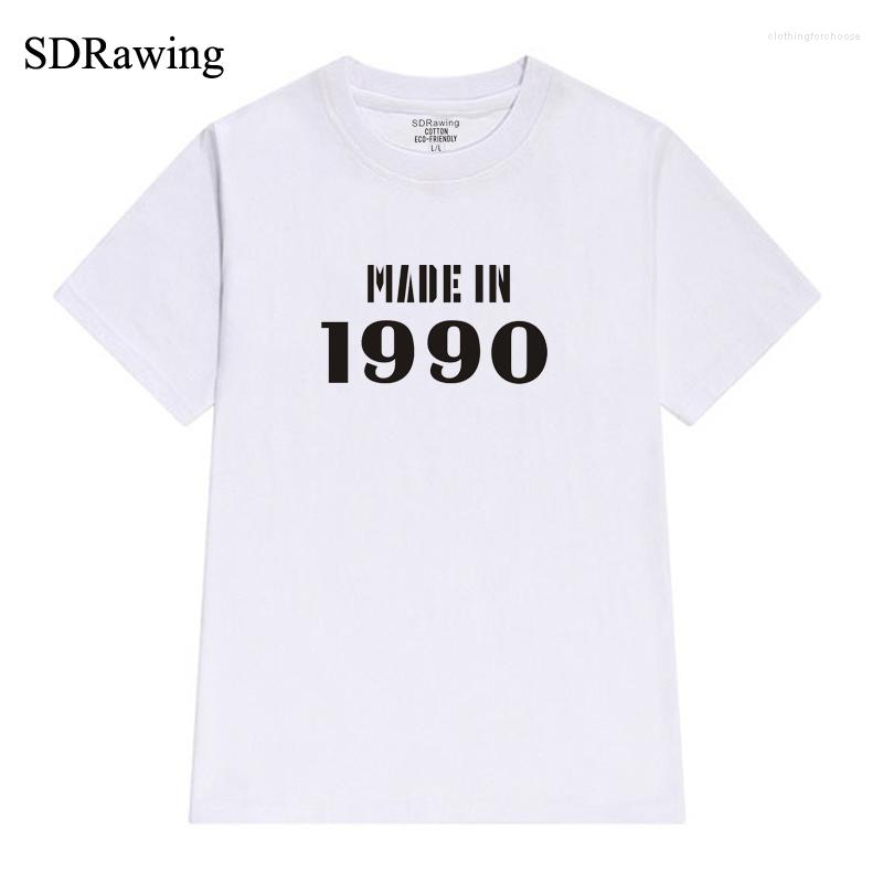 

Women' T Shirts Made In 1990 Personalized Cotton For Women Girl Friend Tops Graphic Tees Hipster Clothing Tumblr, Black