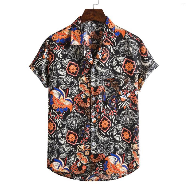 

Men's T Shirts Men's Cardigan Short Sleeve Hawaiian Beach Flower Shirt Turtleneck 3D Print Camisa Korean Fashion Party, Multicolor