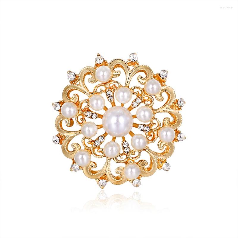 

Brooches TULX Elegant Imitation Pearl Vintage Rhinestone Crystal Flower Pins Clothes Accessories Wedding Jewelry
