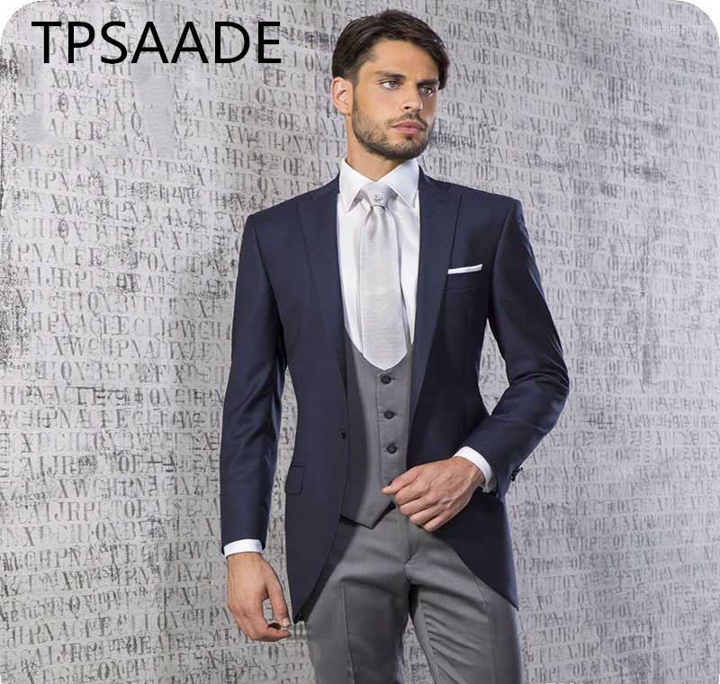 

Men's Suits Custom Made Navy Blue Wedding Tuxedos Men 2023 Groom Wear Slim Fit Man Blazer Jacket Pants Vest 3Piece Tailored Costume Ho, Picture shown