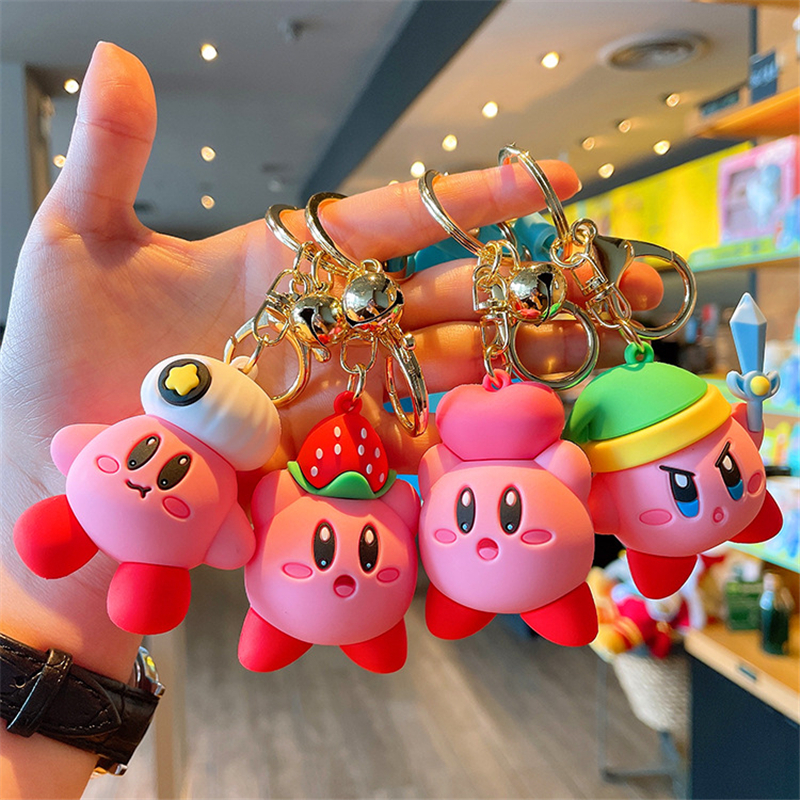 

Cartoon Toys Star Kirby Anime Figures Keychain Kawaii Pink Kirby Model Pendant Cute Kids Bag Key Ring Birthday Gift For Children