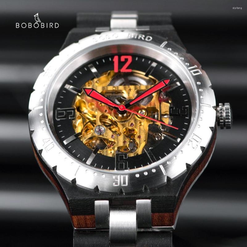 

Wristwatches BOBO BIRD Mechanical Watch Men Erkek Saat Man's Wristwatch Addiesdive Uhren Herren Waterproof Stainless Steel Christmas, S11-2