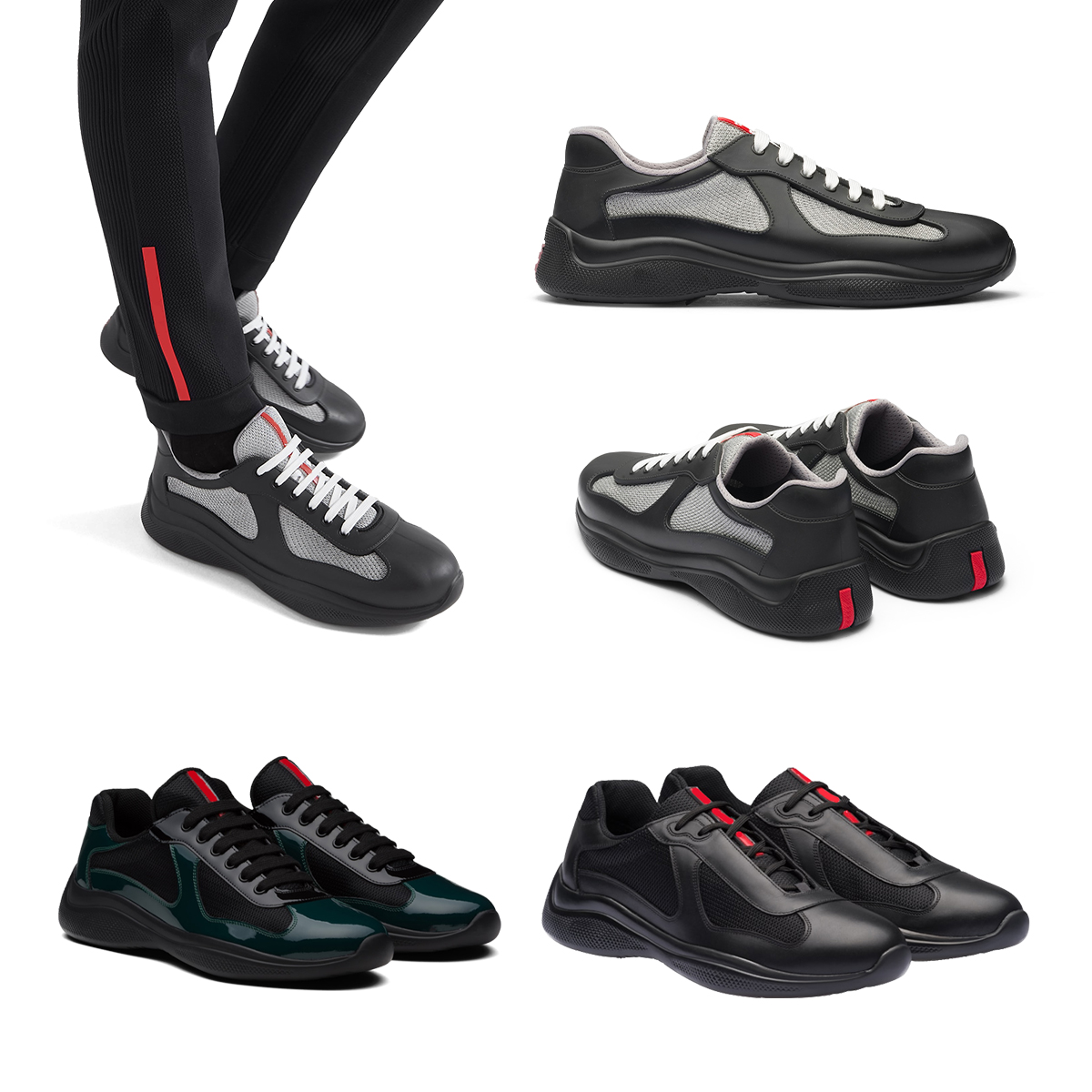 

Casual Shoes America Cup Leather Sneakers Flat Trainers pradas for Men Leather Nylon Black Mesh Lace-up Outdoor Runner trainer Sport Shoe size 39-45, 21