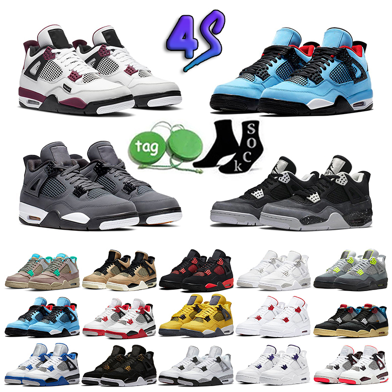 

4 4s men women Basketball Shoes Red Thunder Master Black Cat Infrared Sail Lightning University Blue Taupe Haze White Oreo mens trainer Sports Sneakers, 25