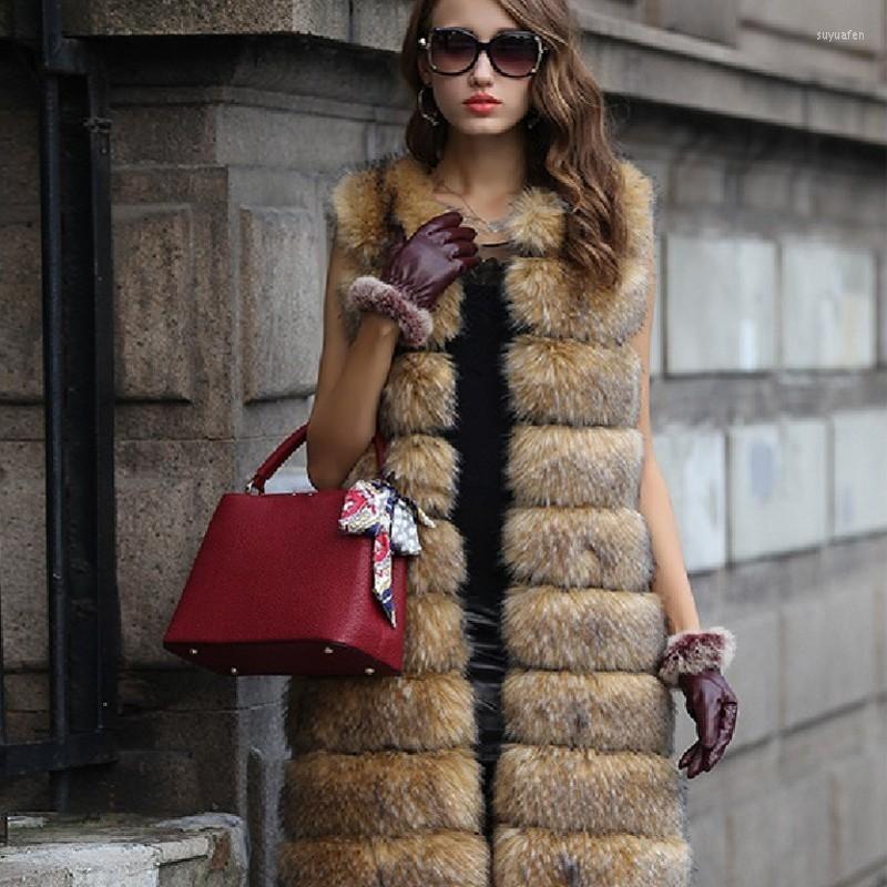 

Women' Fur Womens Long Vest Jackets Faux Coat 2023 Jacket Woman Winter Artificial Straight Plus Size -4XL, Gray