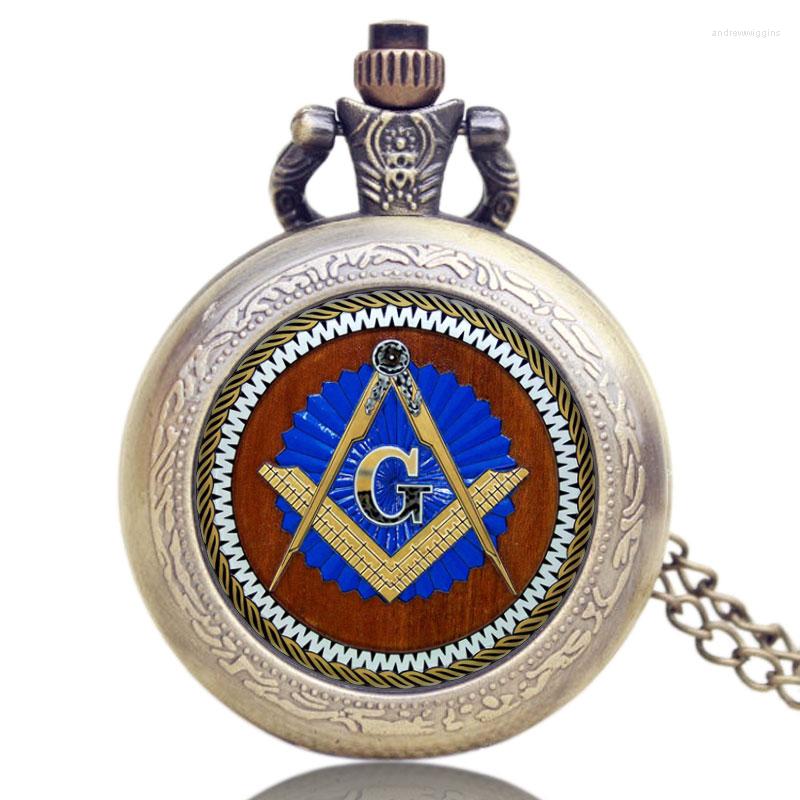 

Pocket Watches Bronze Classic Free-Mason Masonic Freemasonry Theme Quartz Watch Souvenir Clock Jewelry Gifts For Men Women, Picture shown