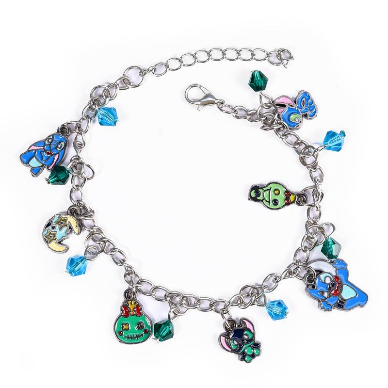 

Link Bracelets Chain Harong Cartoon Stitch Bracelet Boy Ohana Charm Stainless Steel Crystal Enamel Pendant Fashion Jewelry Girls GifLink