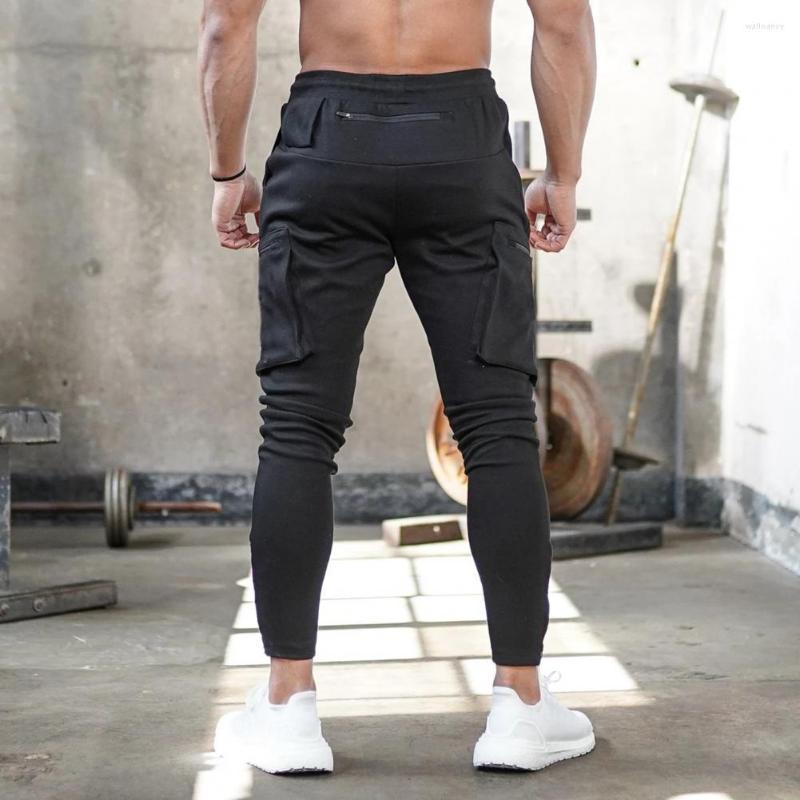 

Men's Pants Trendy Men Workout Bottoms Joggers Drawstring Streetwear Lace-up Mid Waist Cargo, Black