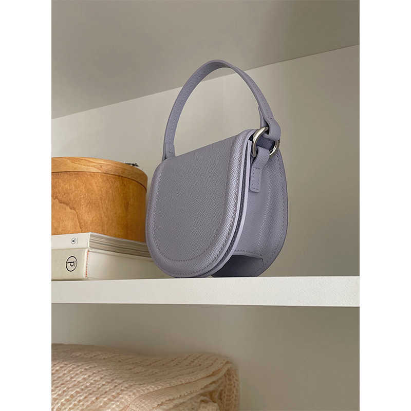

Simple purple cowhide mini bag 2023 new embossed leather women's Korean diagonal cross, Red12
