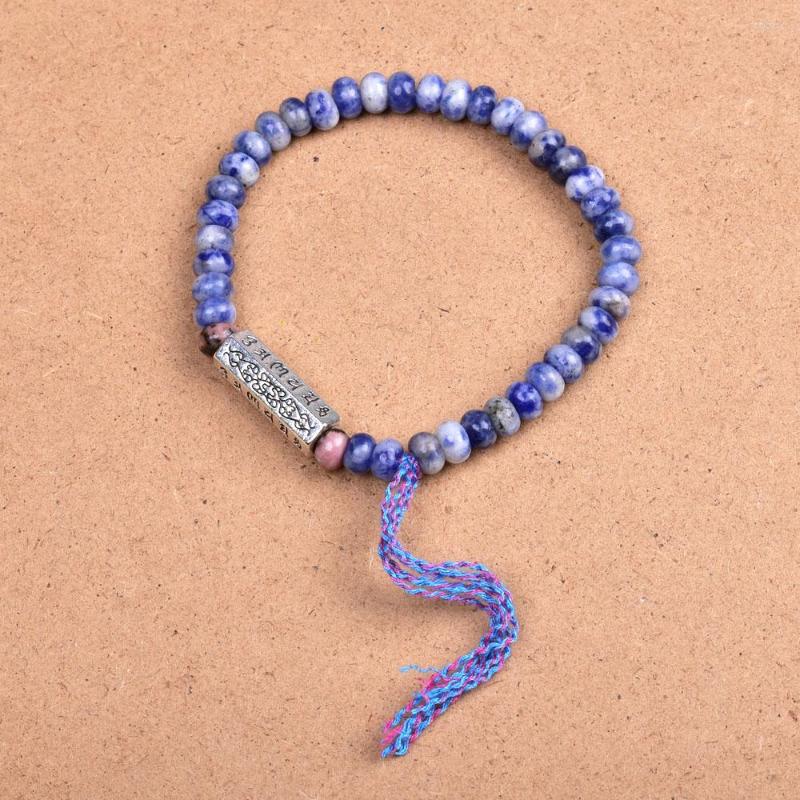 

Strand Tibetan Buddhist OM Charm Bracelets 6MM Gem Stone Beads Gifts For Women Handmade Lucky Jewelry Tassels Bracelet