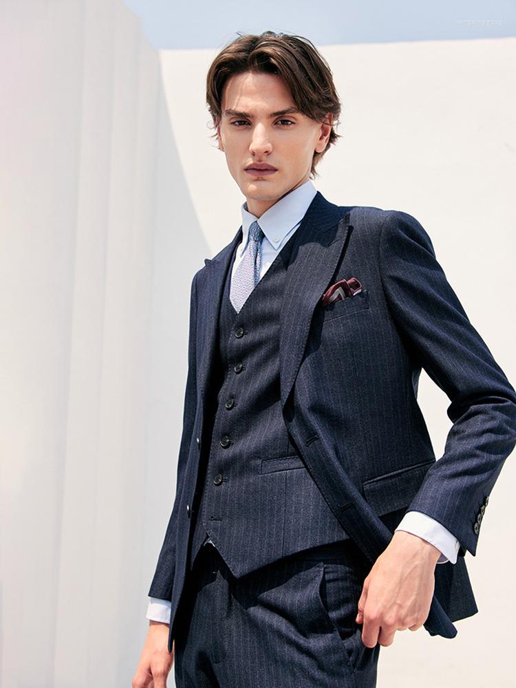 

Men's Suits Men Set Deep Grey Purple Stripe Luxury Formal Wedding Groom Wear Blazer Vest Pant Slim Fit 2023 Autumn Clothing Plus 60A, Blazer only