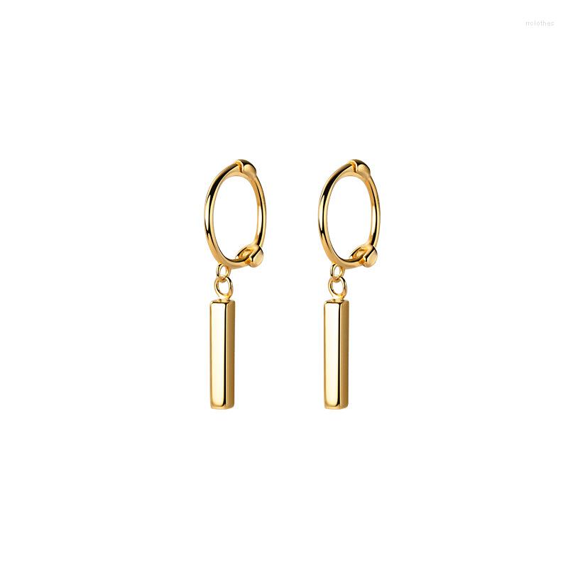 

Hoop Earrings Small Real. 925 Sterling Silver Fine Jewelry White/ Gold Piercing Vertical Bar Geometric Ear Huggie C-G6091