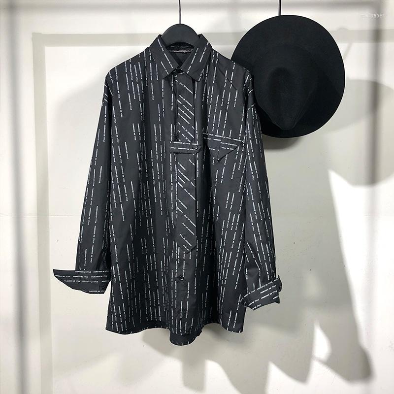 

Men's Casual Shirts Men Owen Seak Gothic Men's Clothing Hip Hop Tops Tees Autumn Oversized High Streetwear Long Sleeves Black Shirt