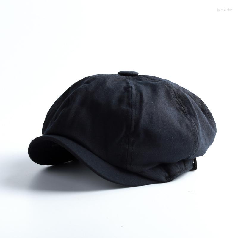 

Berets Retro British Style Sboy Cap Men Cotton Ascot Beckham Khaki Male Spring Summer Vintage Brand Octagonal Flat, Bk