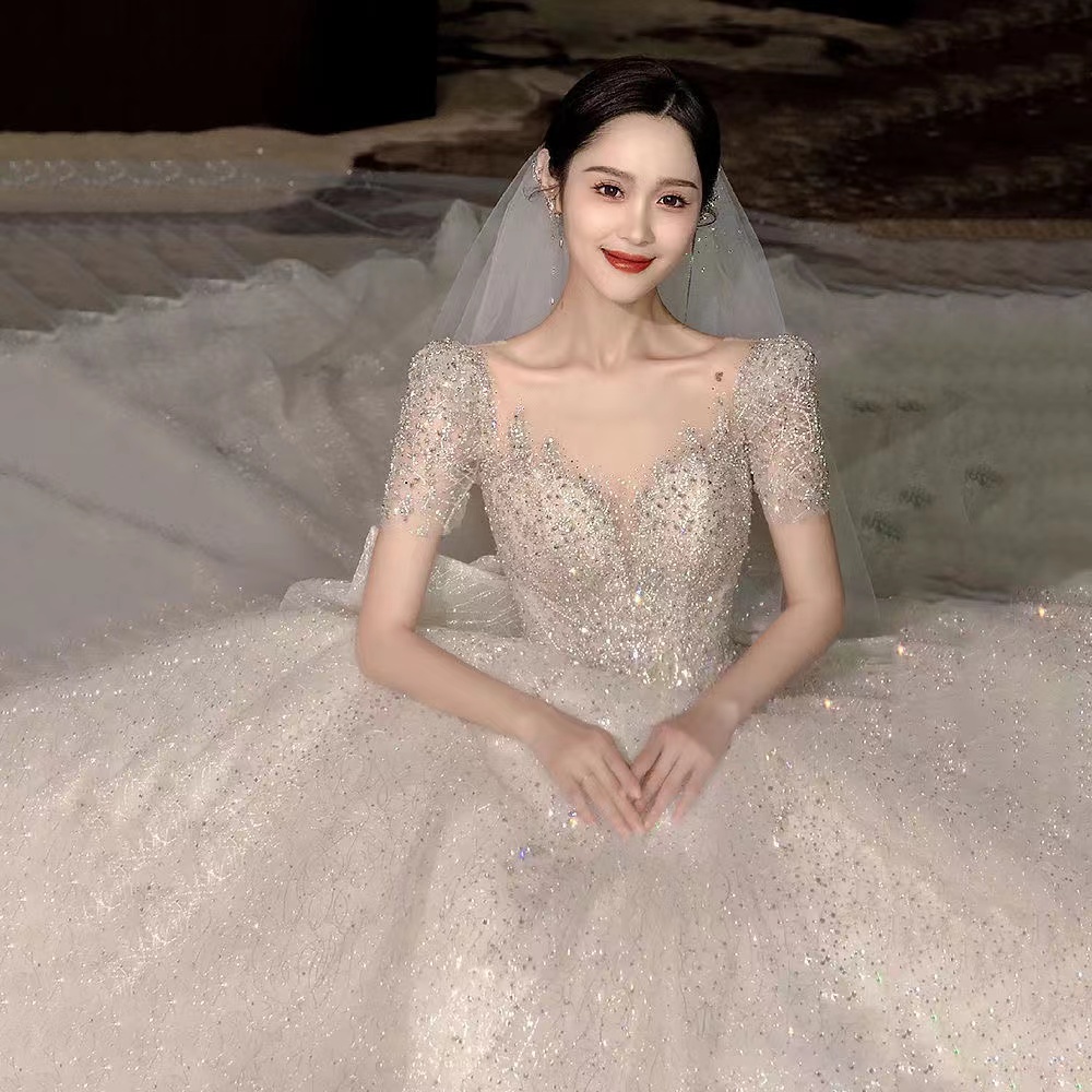 Longue cristal scintillant une robe de mariée en ligne robe de bal en dentelle robes de mariée en cristal à paillettes de luxe robes de mariée su