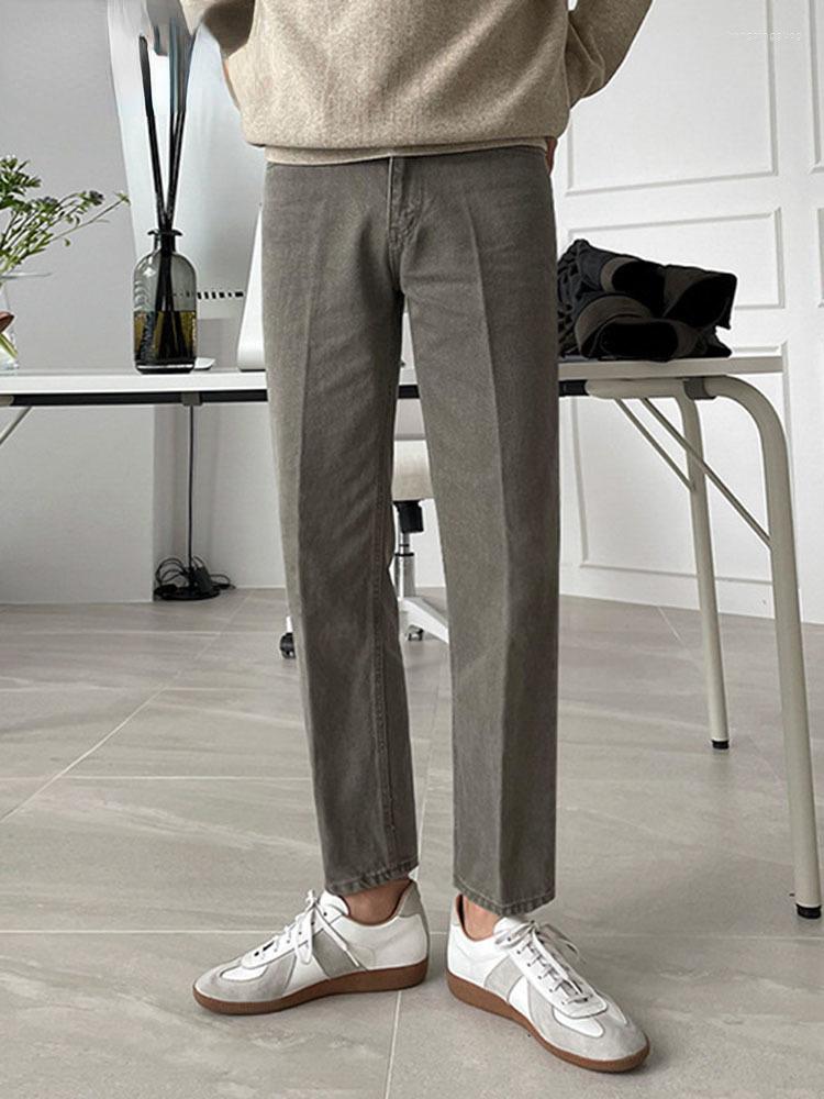 

Men's Suits ZCSMLL Straight Leg Jeans Men's Autumn Korean Fashion Loose Trend Versatile Wash Casual Wide Pants Solid Color L577, Picture shown