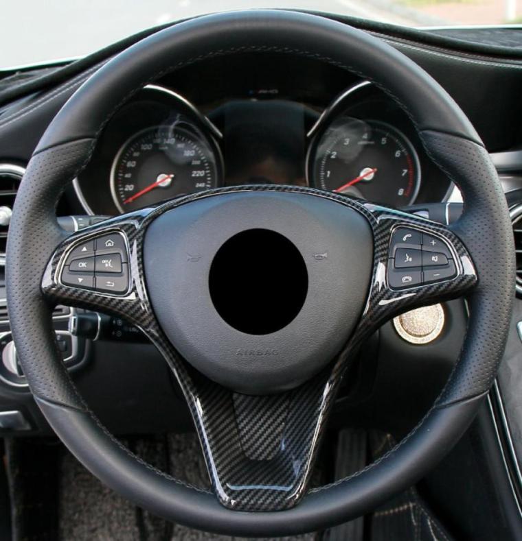 

Carbon Fiber Color Car Steering Wheel Button Frame Decoration ABS For Mercedes Benz C Class W205 GLC X253 E Class W213 201518238821131488