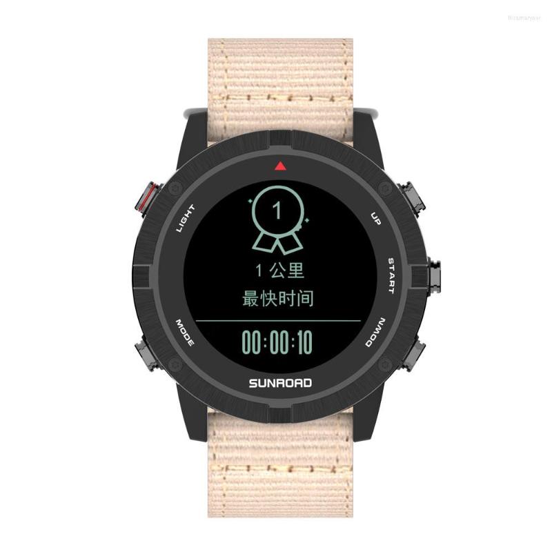 

Wristwatches SUNROAD Men Digital GPS Wristwatch Tracker Outdoor Sports Swim Watch Fitness Waterproof Hombre Nylon Clock, Silver