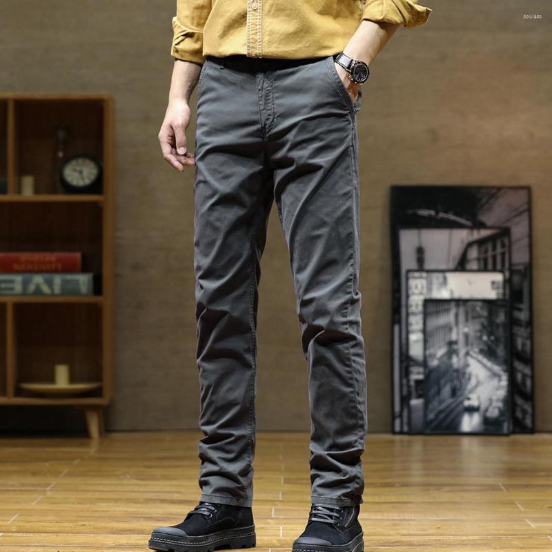 

Men's Pants Denim Casual Cotton 2023 Straight Black Khaki Trousers For Cloth Men Spring Autumn, G3629 black