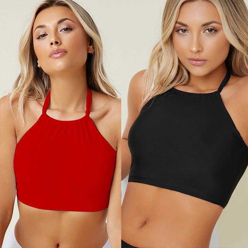

Multi Color Backless Strap Bikini Top Wholesale Beach Single Piece, Black