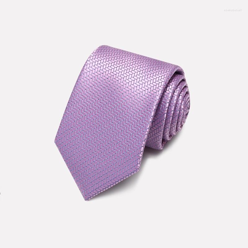 

Bow Ties 2023 Brand Fashion High Quality Men 7CM Wave Pattern Pink Purple Necktie Wedding Formal Suit Neck Tie For With Gift Box