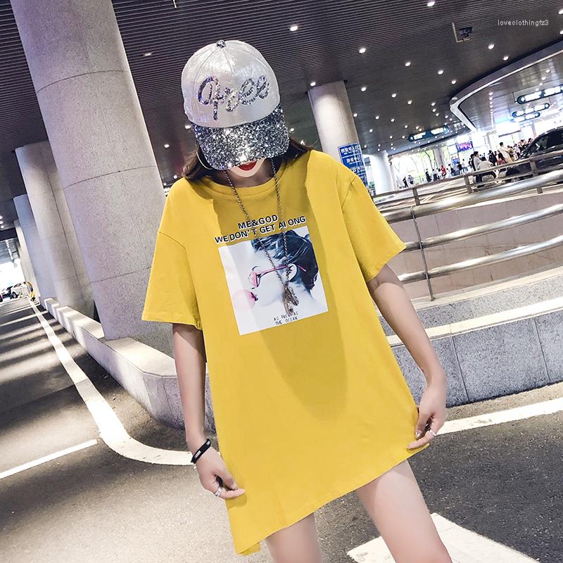 

Women' T Shirts Short-sleeved Super Fire Ins Mid-length 2023 Belt Summer European Shirt Loose Ginger T-shirt Women, Blue