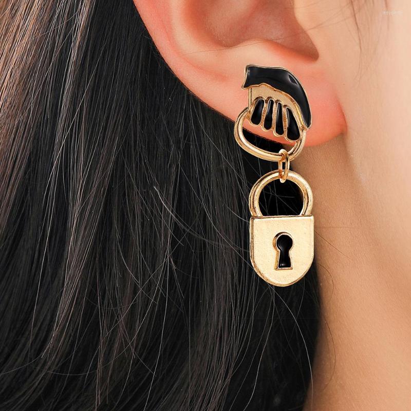 

Dangle Earrings Creative Vintage Hand Lock Pendant
