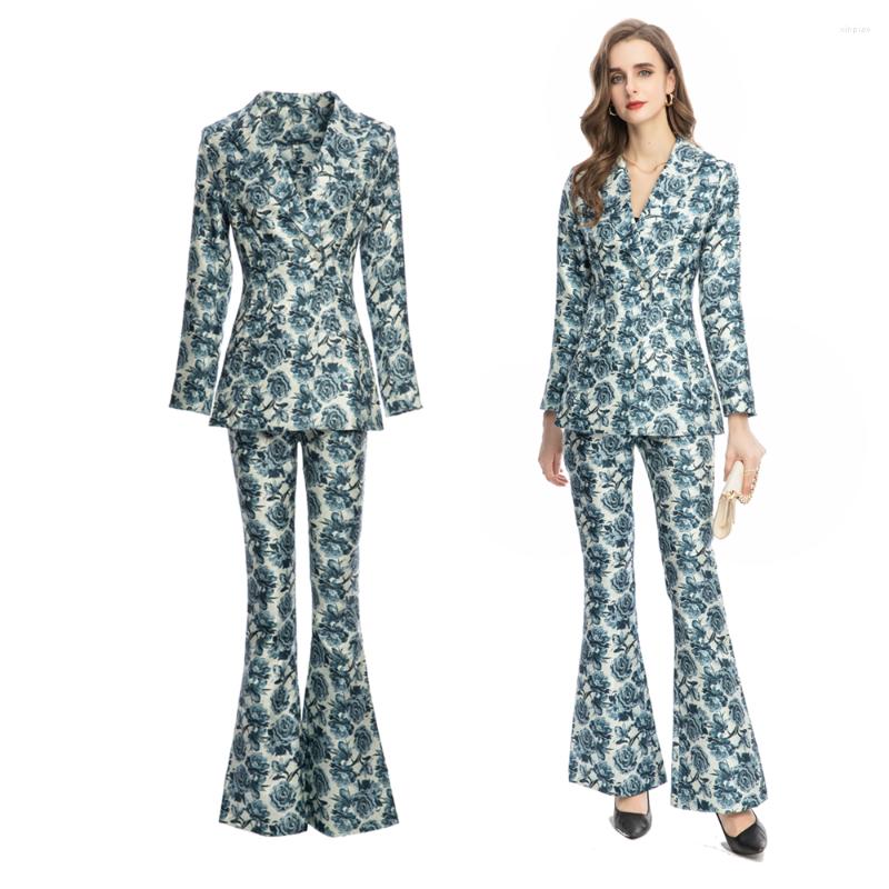 

Women' Two Piece Pants Designer Inspired Women Autumn Blazer&Pant Set High Quality Floral Print Suitset Runway Fashion 2023, Picture shown