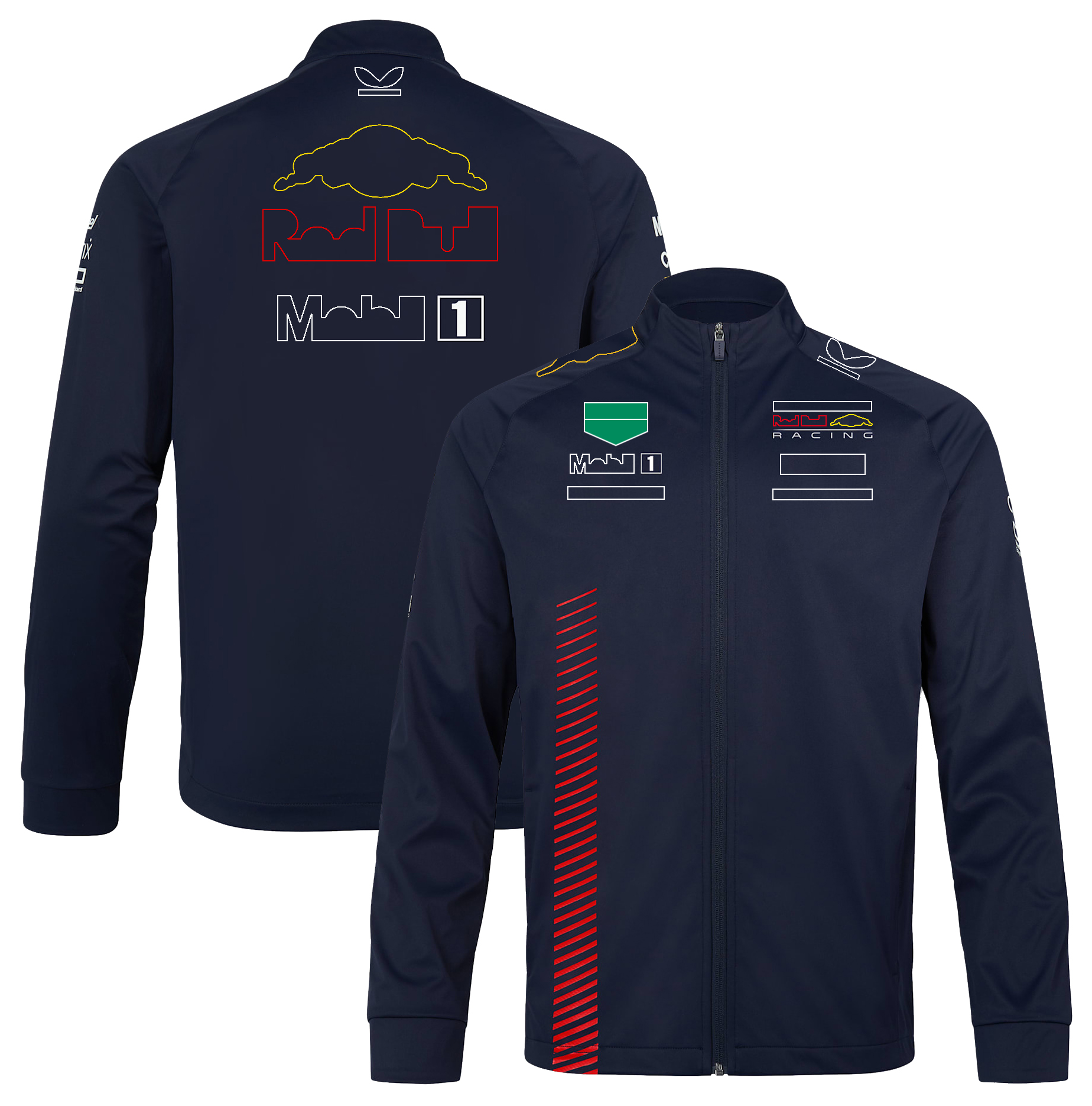 

2023 New product F1 work racing suit car logo customized team soft shell jacket waterproof fan clothing