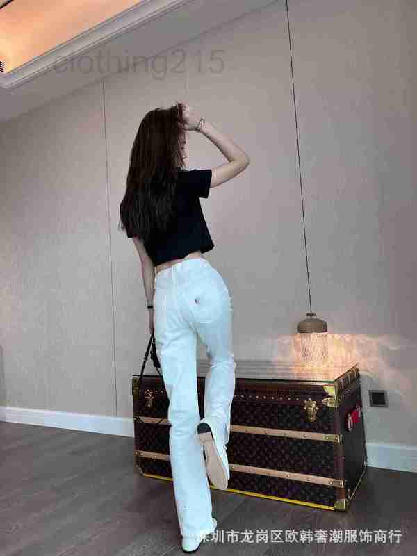 

Women' Two Piece Pants Designer Three standardsTwo-color label trousers, White4