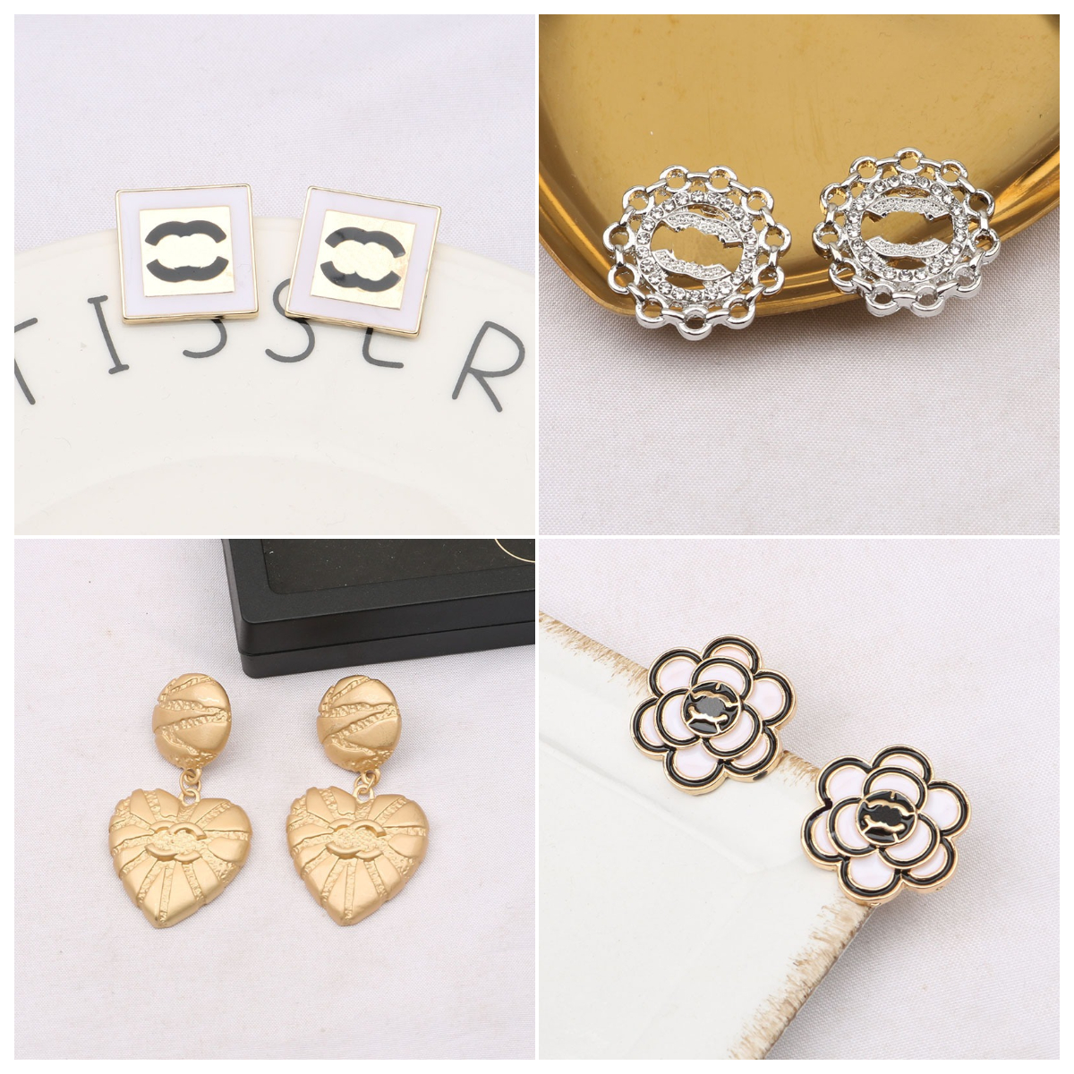 

2Colors Designer Earrings Ear Stud 18K Gold Plated Designers Brand Letters Fashion Women Crystal Rhinestone Earring Wedding Party Jewerlry Gift Luxuru Box