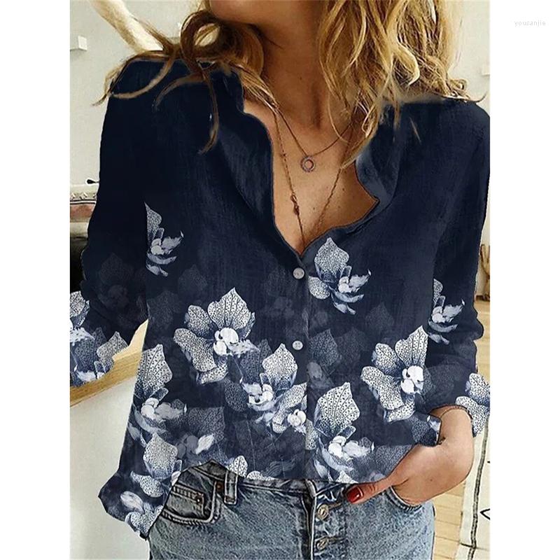 

Women' Blouses Women' Harajuku Button Up Printed Shirt Lapel Cardigan Casual Flower Top Loose Long Sleeve Blusas Mujer, Floral