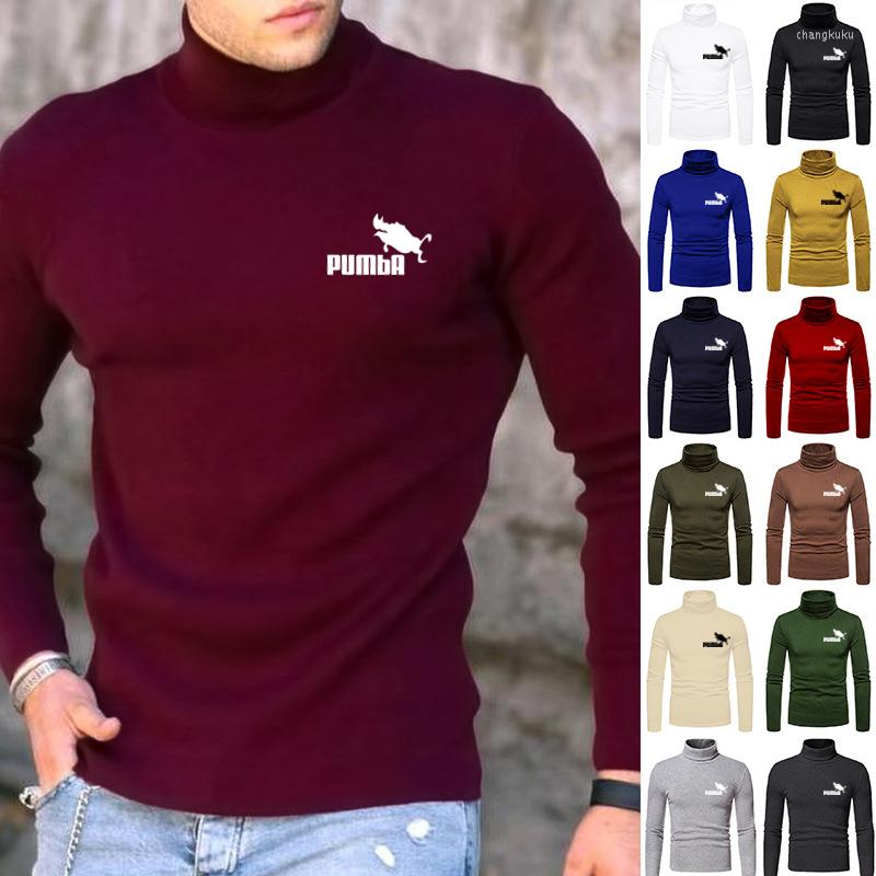 

Men's Sweaters Spring Autumn Winter Men's Cotton Cashmere Bottoming Shirt High Elastic Casual Long Sleeve Sports Turtleneck Top, Wine red