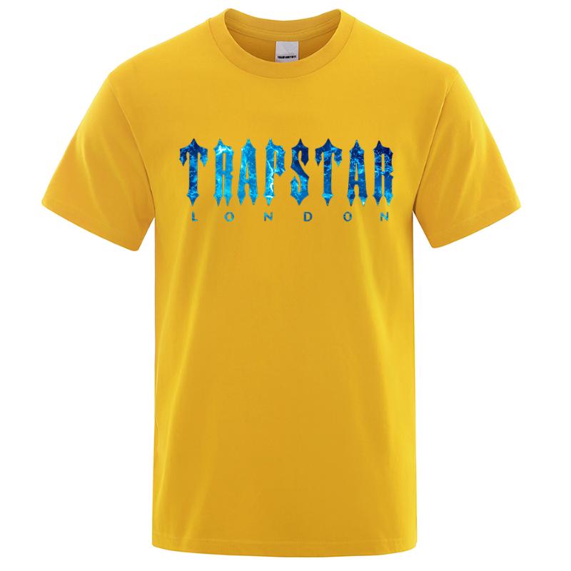 

Men's T Shirts Trapstar London Undersea Blue Printed T-Shirt Men Summer Breathable Casual Short Sleeve Street Oversized Cotton Brand 2PJGT, Light blue
