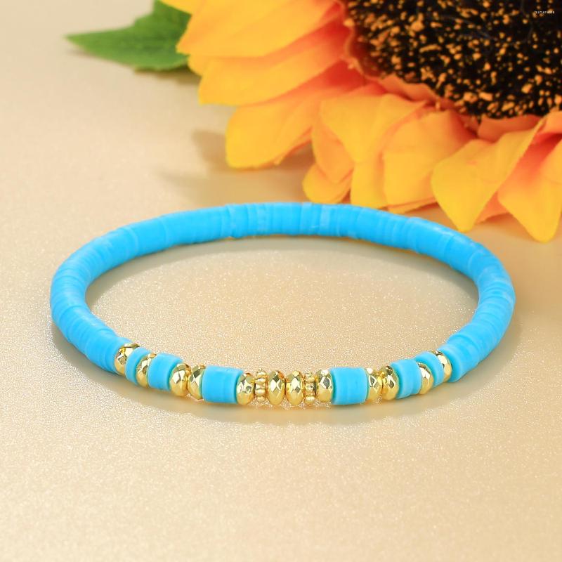 

Charm Bracelets KELITCH Boho Heishi Bracelet Polymer Clay Beads Fashion Handmade Jewelry Women Elastic Bangle 14 Colors Available