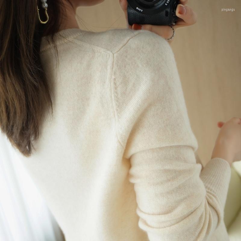 

Women' Knits 2023 Autumn And Winter Cashmere Sweater Woman O-Neck Cardigan Casual Knitted Top Pure Wool Female Jacket To Keep Warm, Black