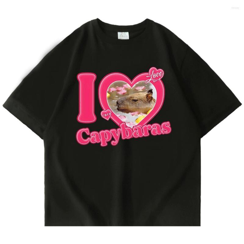 

Men's T Shirts I Love Capybaras Graphics Print T-shirt Men's Women's Casual Oversized T-shirts Cotton Gothic Shirt Harajuku, Red
