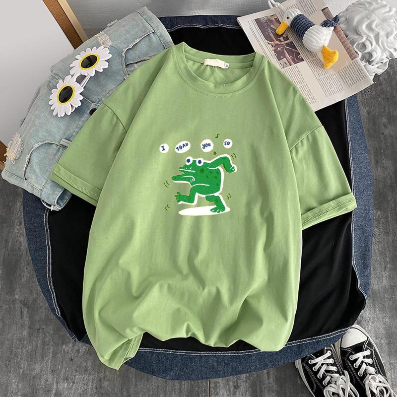 

Women's T Shirts Frog Shirt Tops Summer Casual Oversized Women Teen Girls T-shirts Ulzzang Streetwear Harajuku Daily Wear Short Sleeve, Black-d