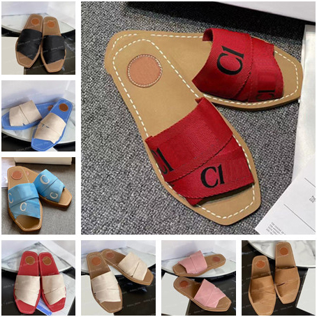 

Woody C Slippers For Women Multicolor Designer Sandals Wood Flat Slides Woman Luxury Brand Beach Flip Flops Fashion Across Weave Sliper, Blue