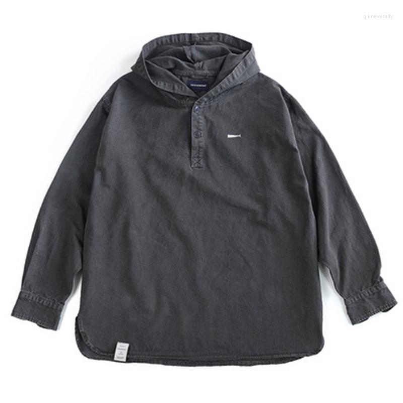 

Men' Jackets DESCENDANT DCDT 23SS Batik Washing Versatile Whale Embroidery Pullover Hooded Shirt Men' Women' Spring And Autumn, Dark grey